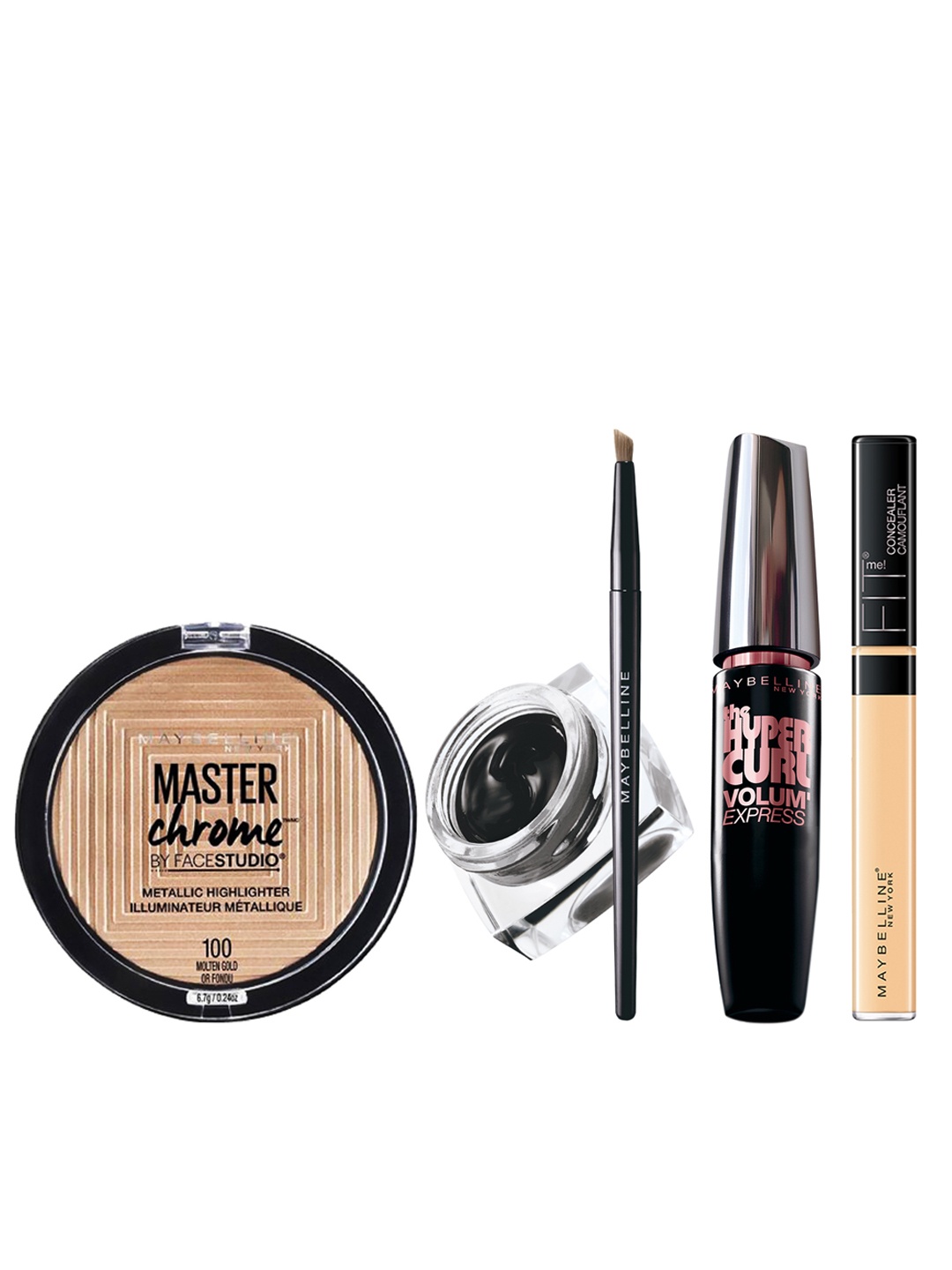 

Maybelline New York Set of Highlighter & Liner With Mascara & Concealer, Gold