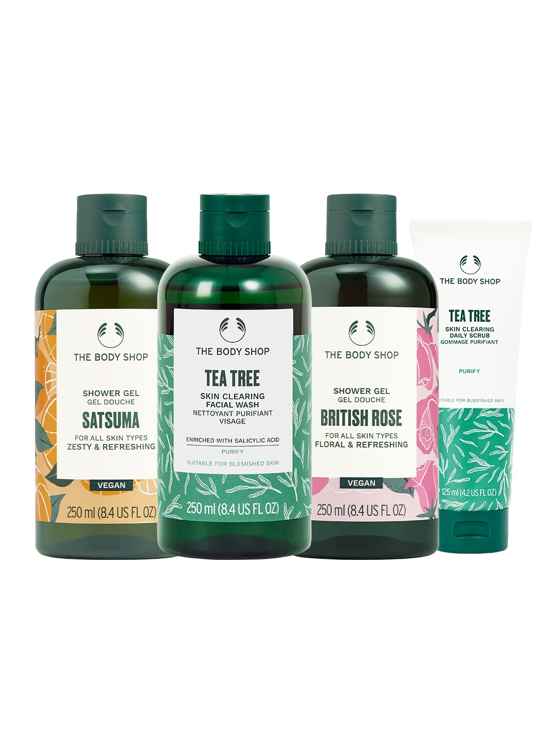 

THE BODY SHOP Set of 2 Shower Gel With Face Wash & Scrub, White