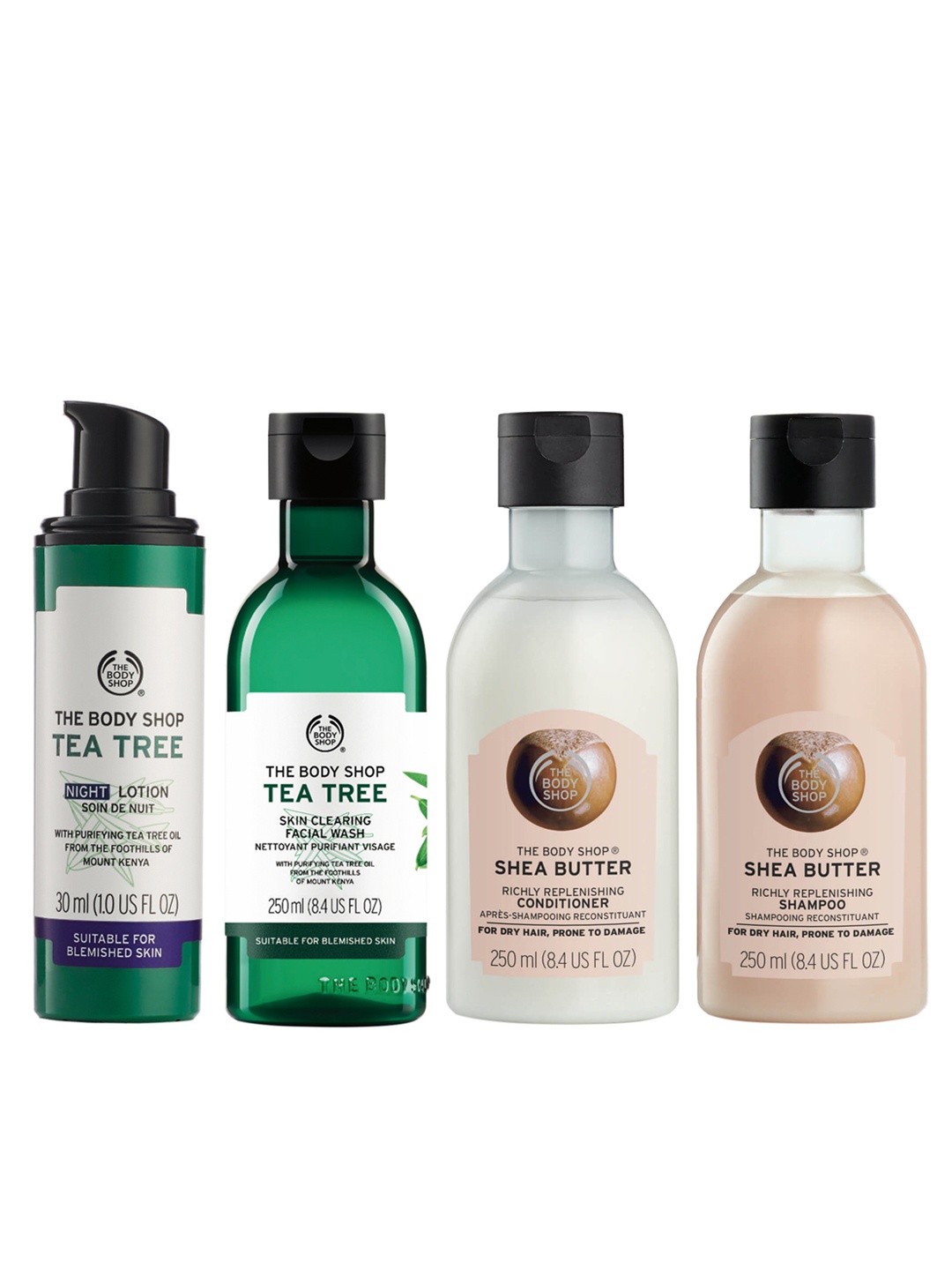 

THE BODY SHOP Unisex Set of Shampoo, Conditioner, Night Lotion & Face Wash, Green