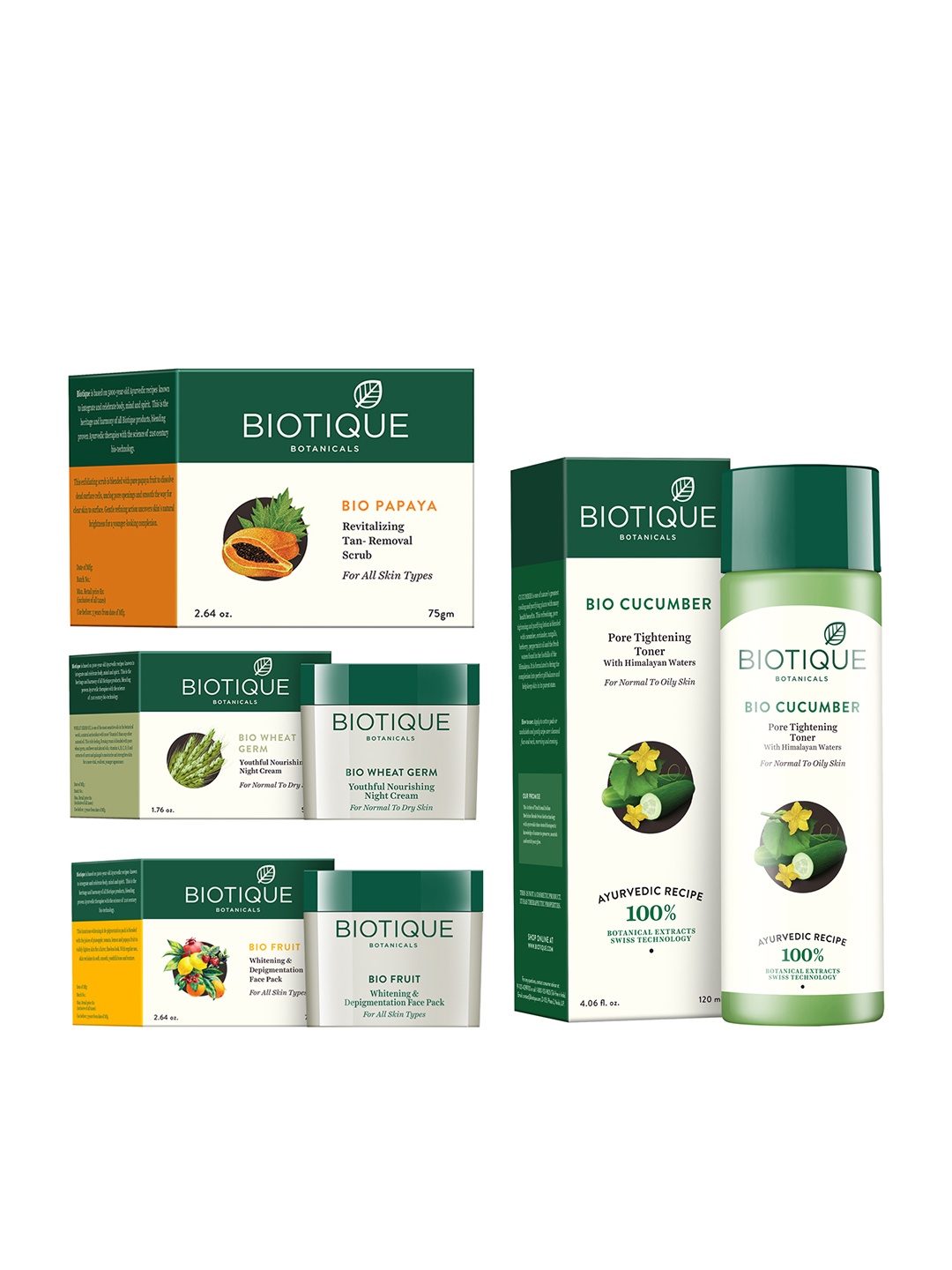 

Biotique Set of Toner, Scrub, Night Cream & Face Pack, White