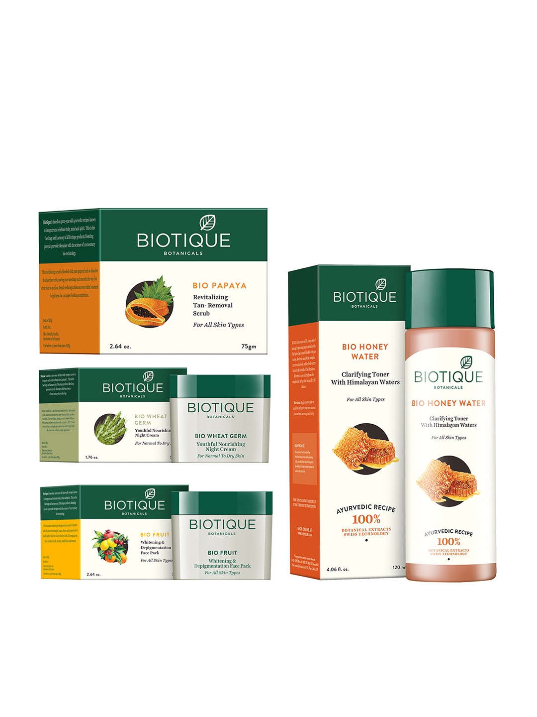 

Biotique Set of Toner, Scrub, Night Cream & Face Pack, White