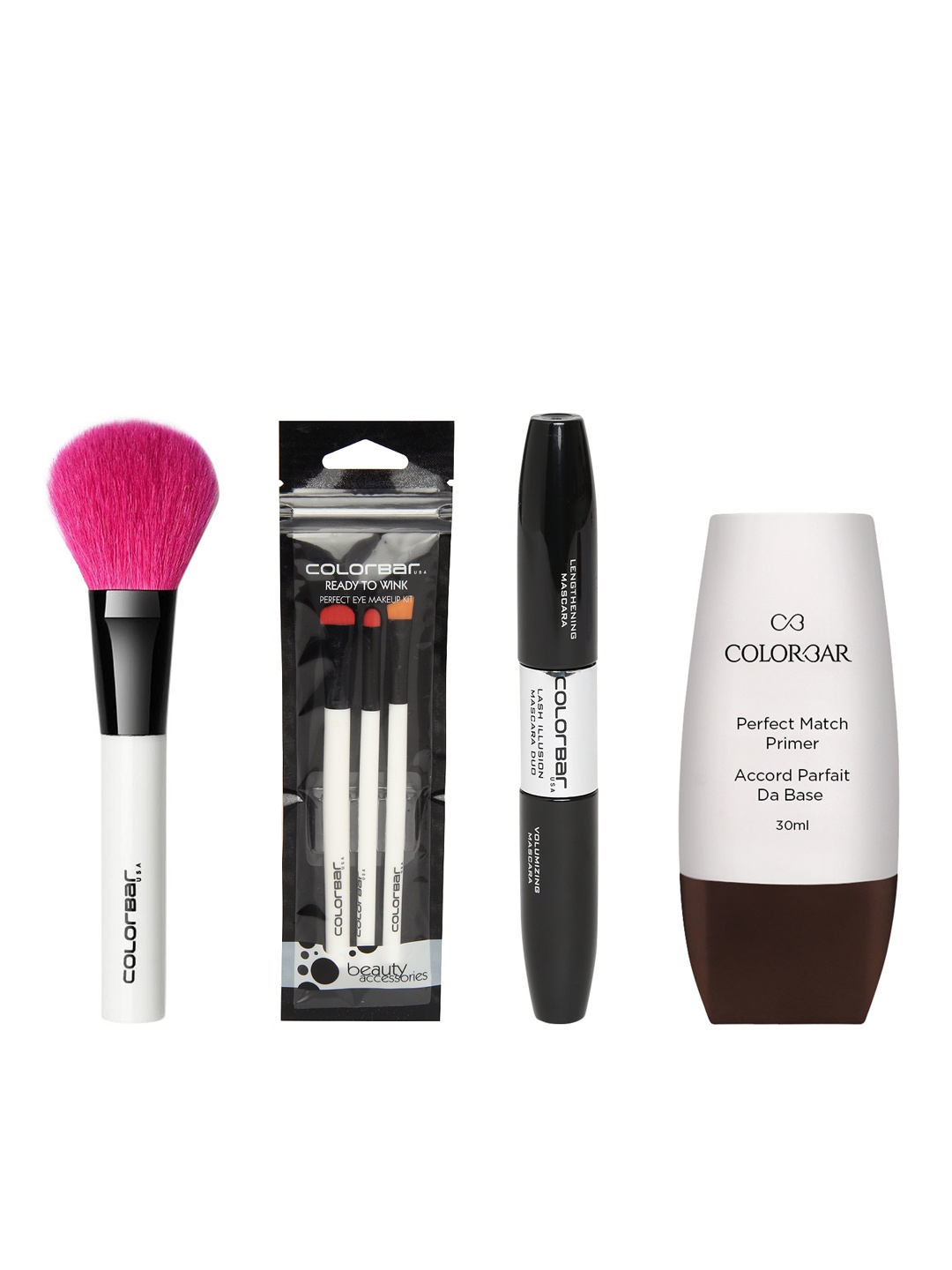 

Colorbar Women Set of Primer, Mascara, Eye Makeup Brush & Blush Brush, White