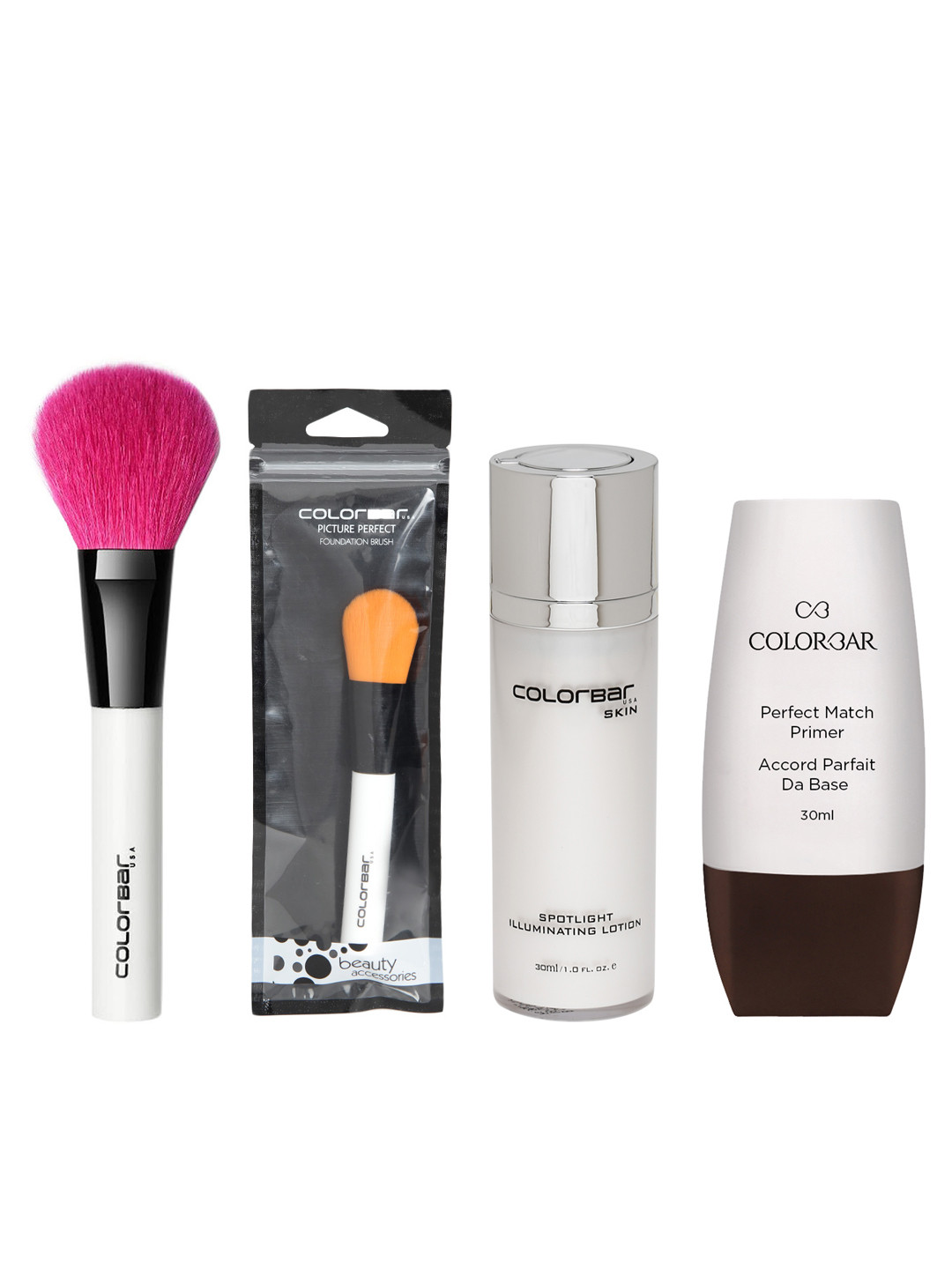 

Colorbar Women Set of Primer, Illuminating Lotion, Blush Brush & Foundation Brush, Silver