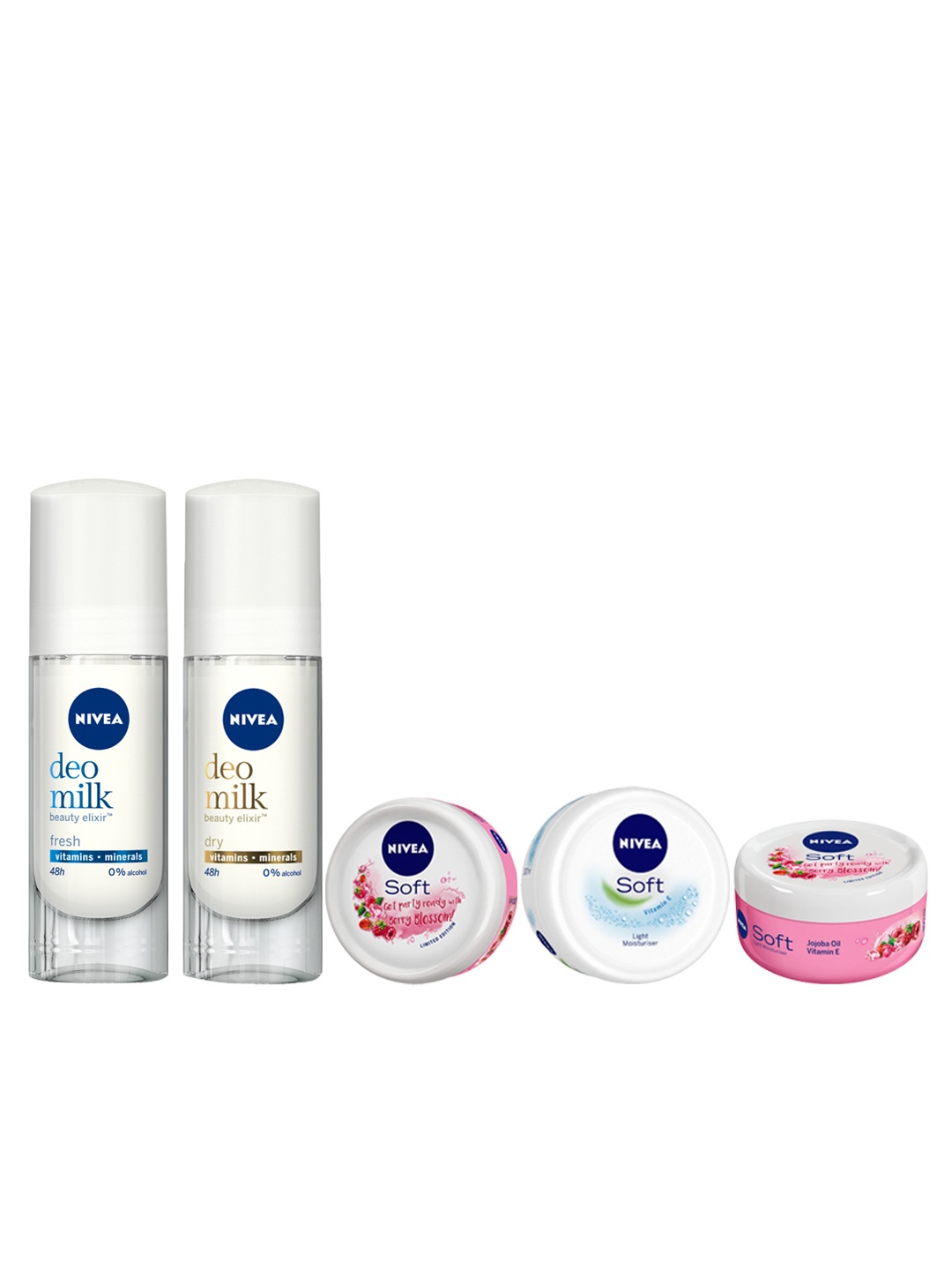 

Nivea Unisex Set of Moisturiser Creams & Roll-On Deodorants, White