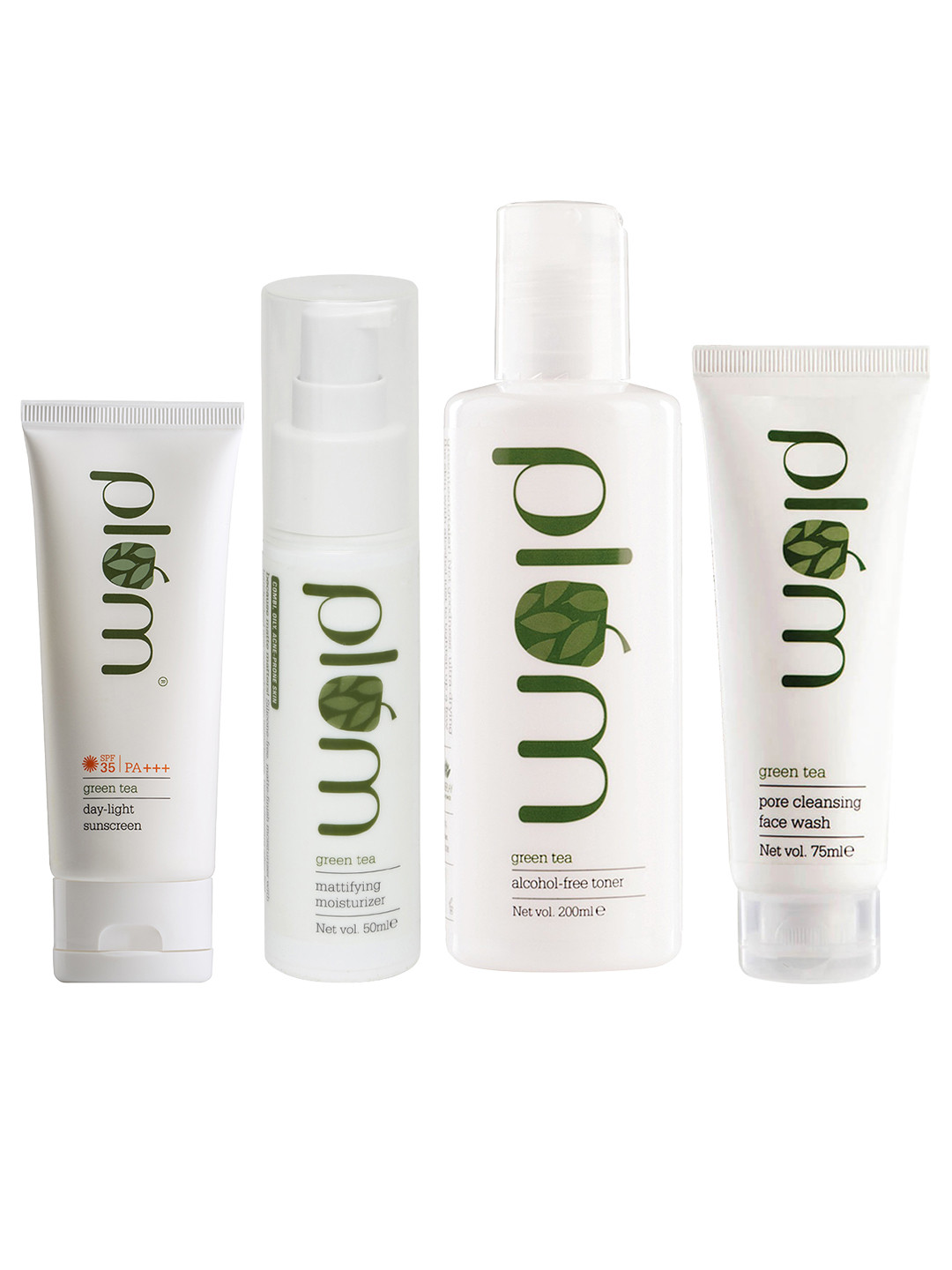 

Plum Set of Toner - Mattifying Sustainable Moisturiser - Face Wash & Sunscreen, White