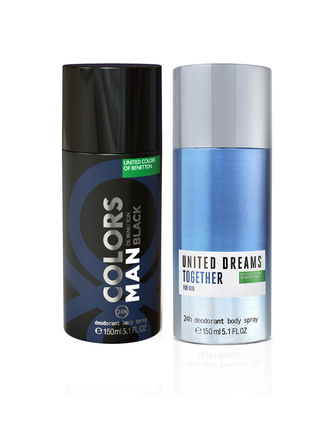 

United Colors of Benetton Men Set of 2 Deodorant Sprays, Black