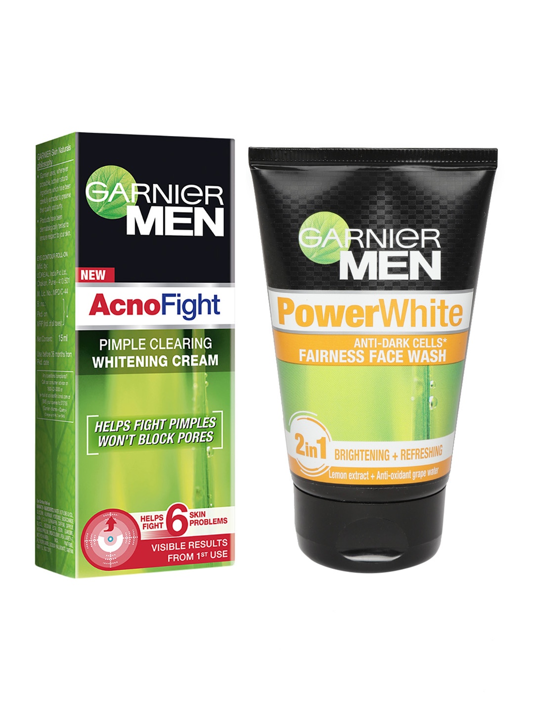 

Garnier Set of Power White Fairness Face Wash & Acno Fight Whitening Cream, Black