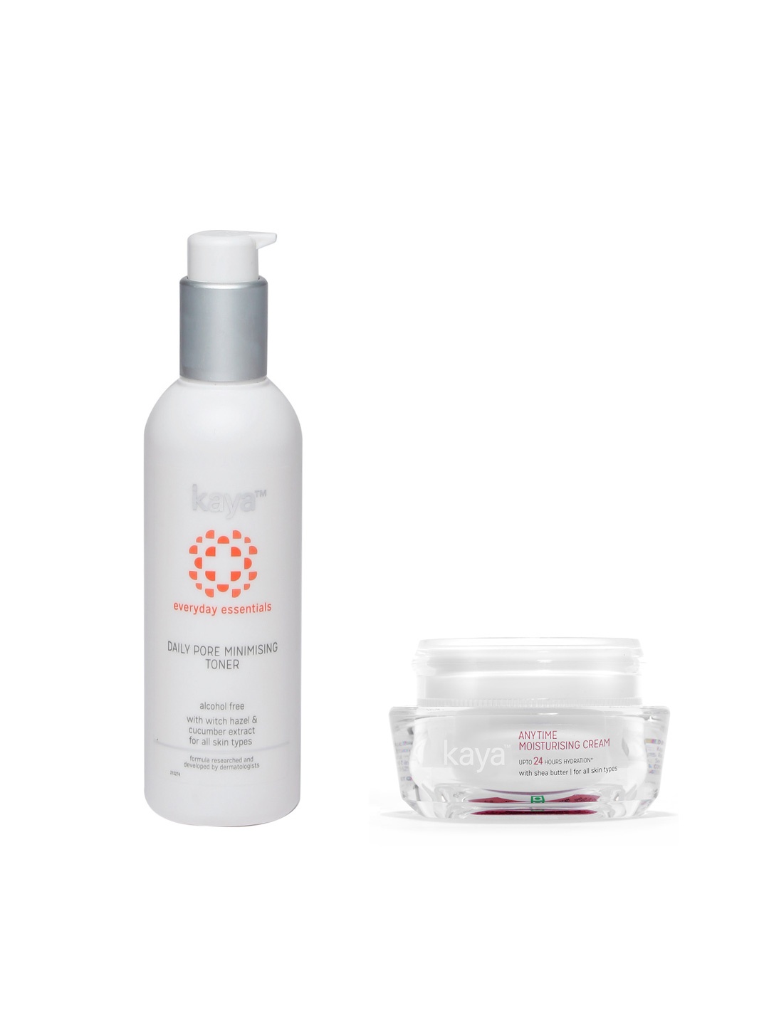 

Kaya Unisex Set of Moisturising Cream & Pore Minimising Toner, White