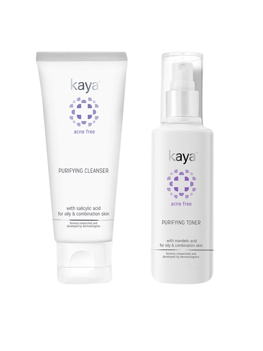 

Kaya Unisex Set of Acne Free Purifying Toner & Cleanser, White