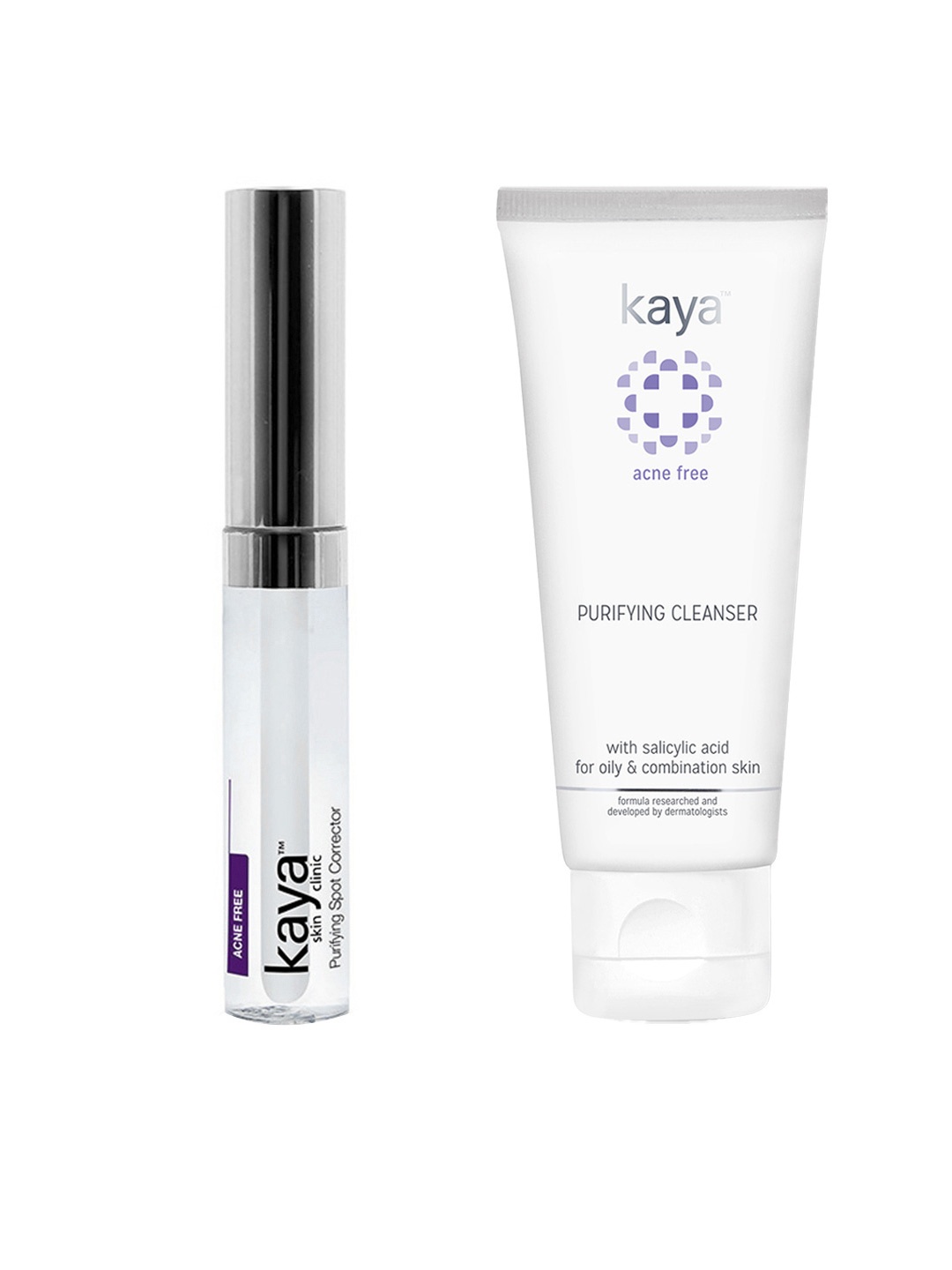 

Kaya Unisex Set of Acne Free Spot Corrector & Purifying Cleanser, Silver