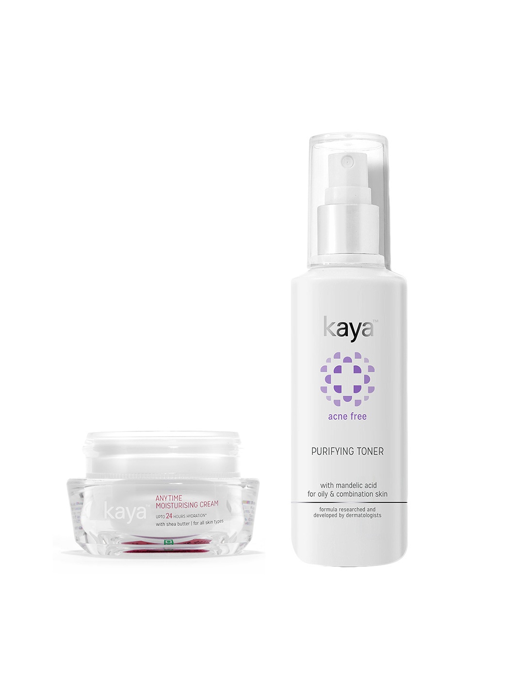 

Kaya Unisex Set of Moisturising Cream & Purifying Toner, White