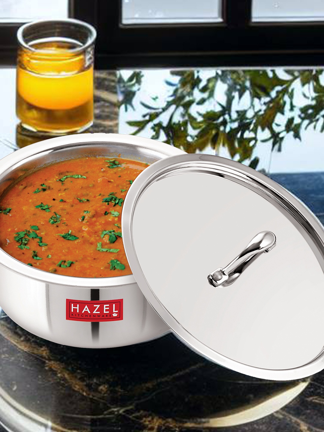 

HAZEL Triply Stainless Steel Induction Bottom Tope With Stainless Steel Lid, Silver