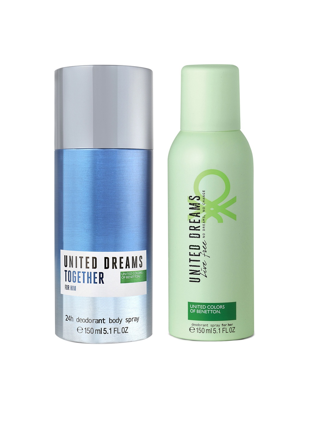 

United Colors of Benetton Set of Women Live Free & Men Together United Dream Deodorants, Blue