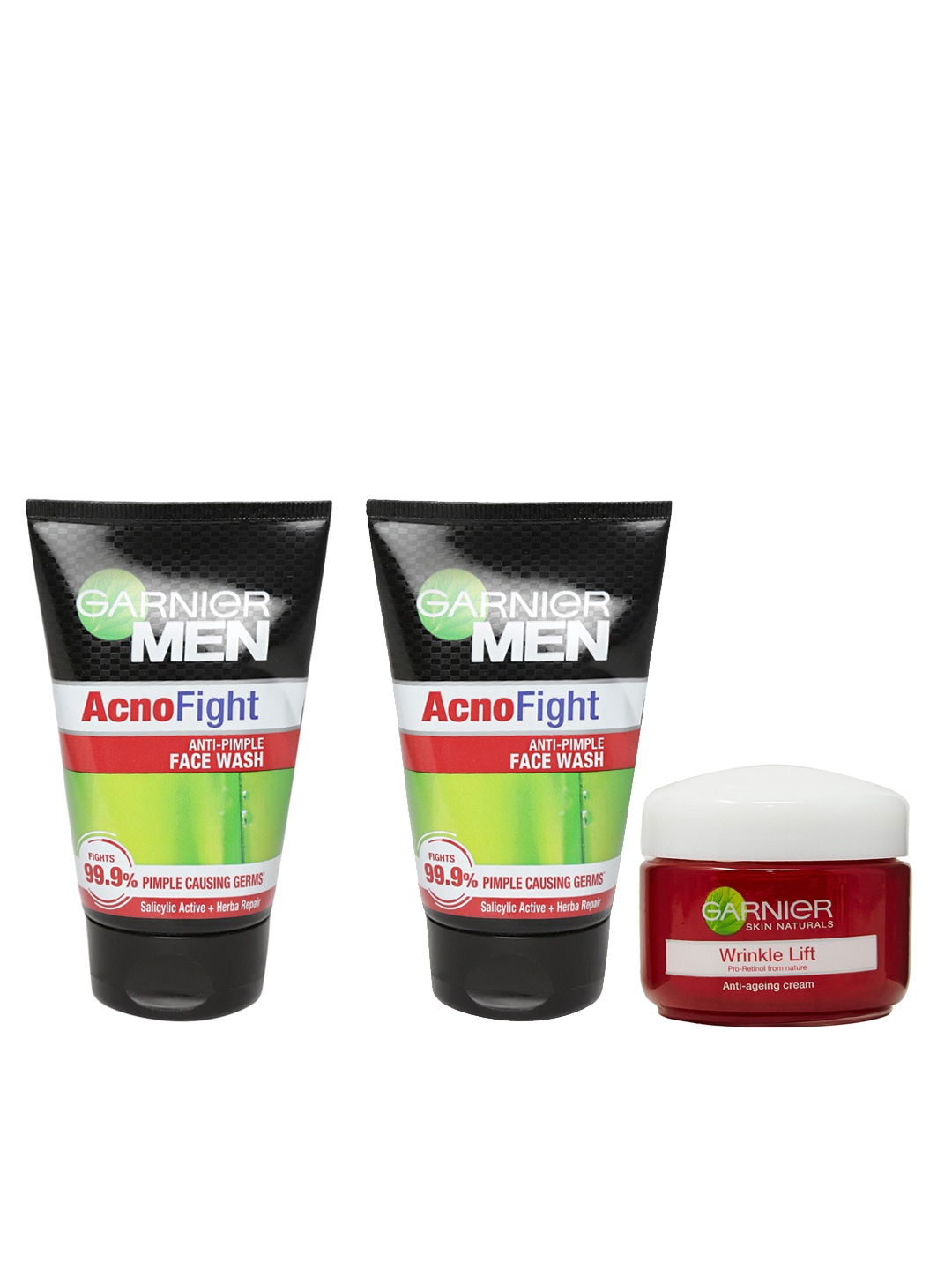 

Garnier Set of 1 Women Wrinkle Lift Anti-Ageing Cream & 2 Men Anti-Pimple Face Wash, Black