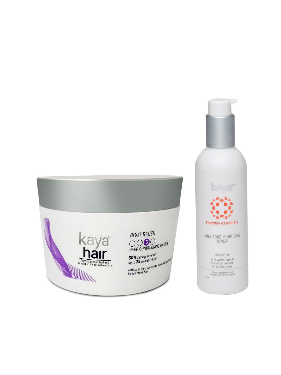 

Kaya Unisex Set of Deep Conditioning Masque & Pore Minimising Toner, White
