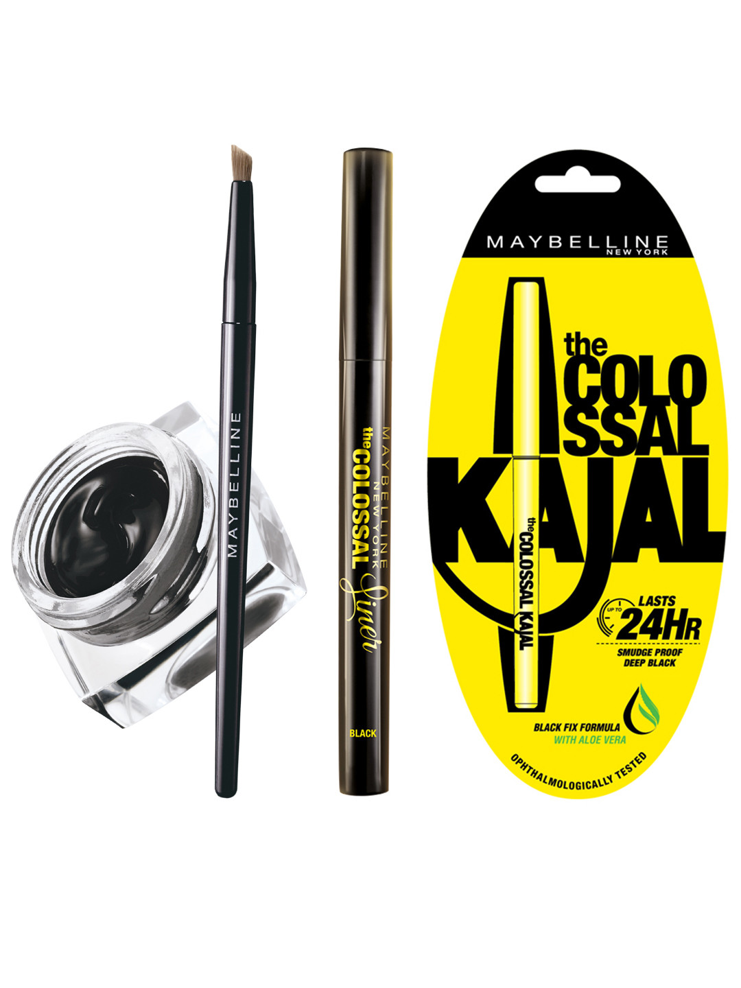 

Maybelline New York Set of The Colossal Liner, Colossal Kajal & Lasting Drama Gel Eyeliner, Black