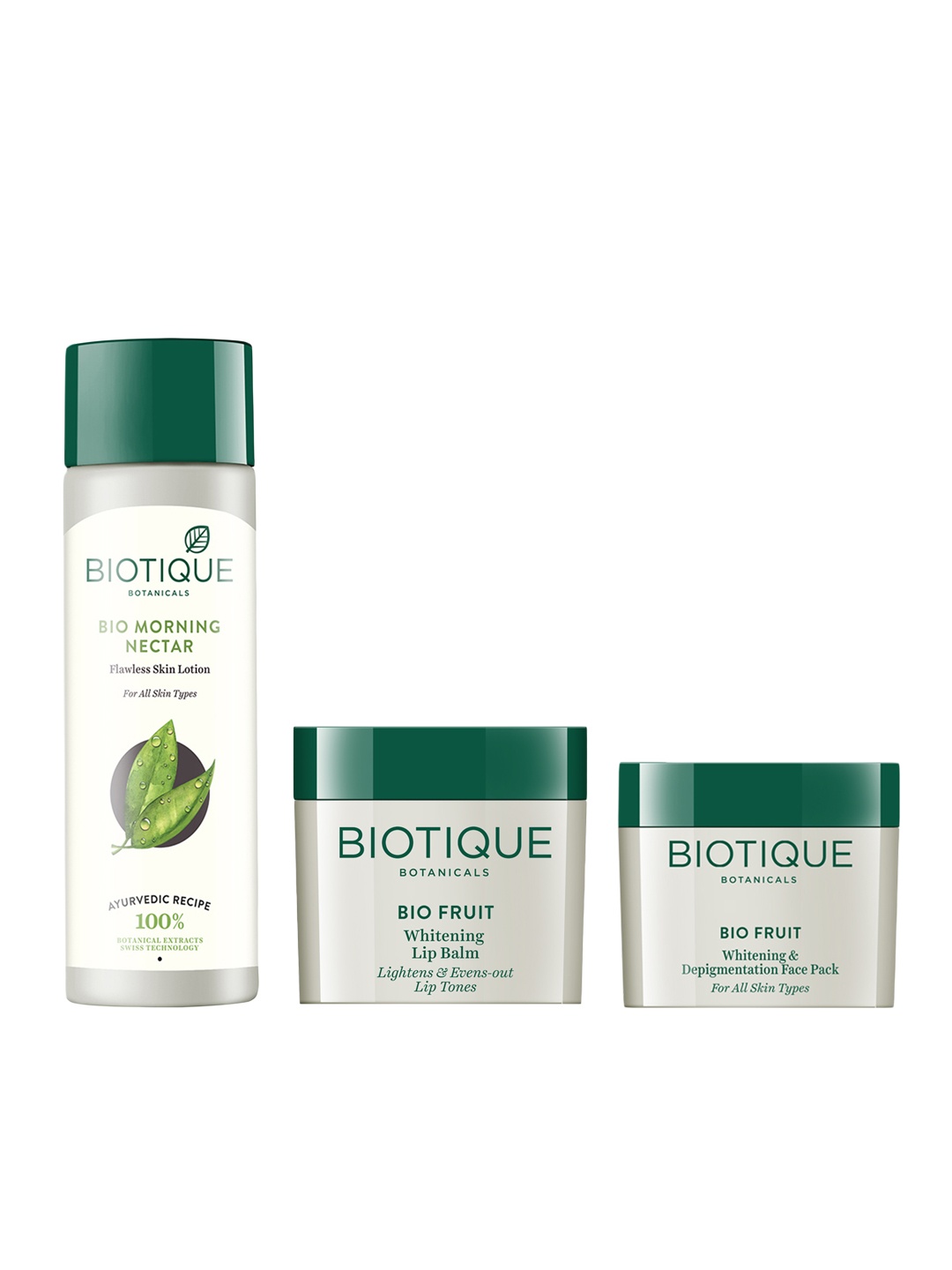 

Biotique Unisex Sustainable Set of Face Pack, Skin Lotion & Lip Balm, White
