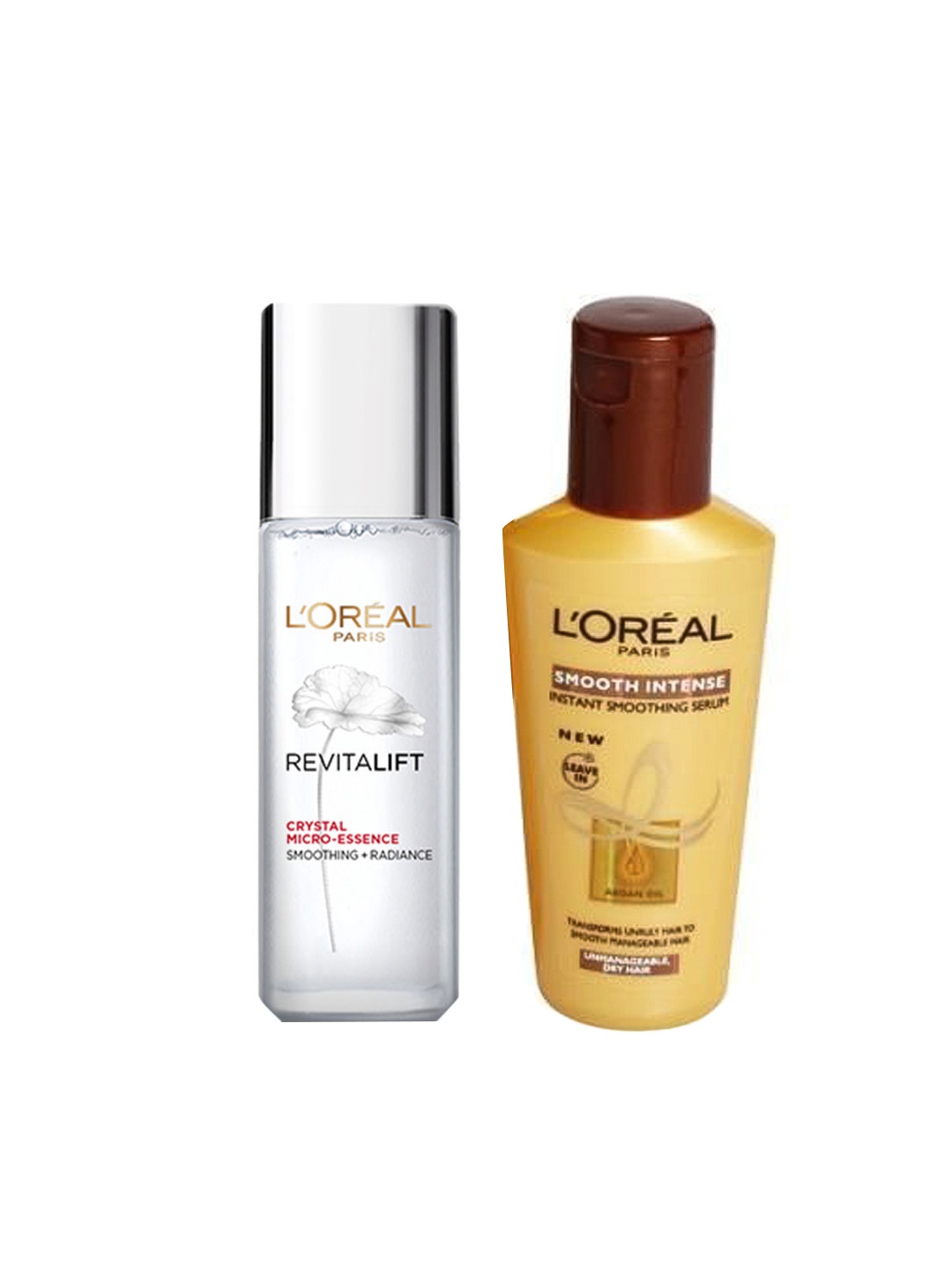 

L'Oreal Set of Intense Instant Hair Serum & Revitalift Crystal Micro-Essence Face Serum, Gold