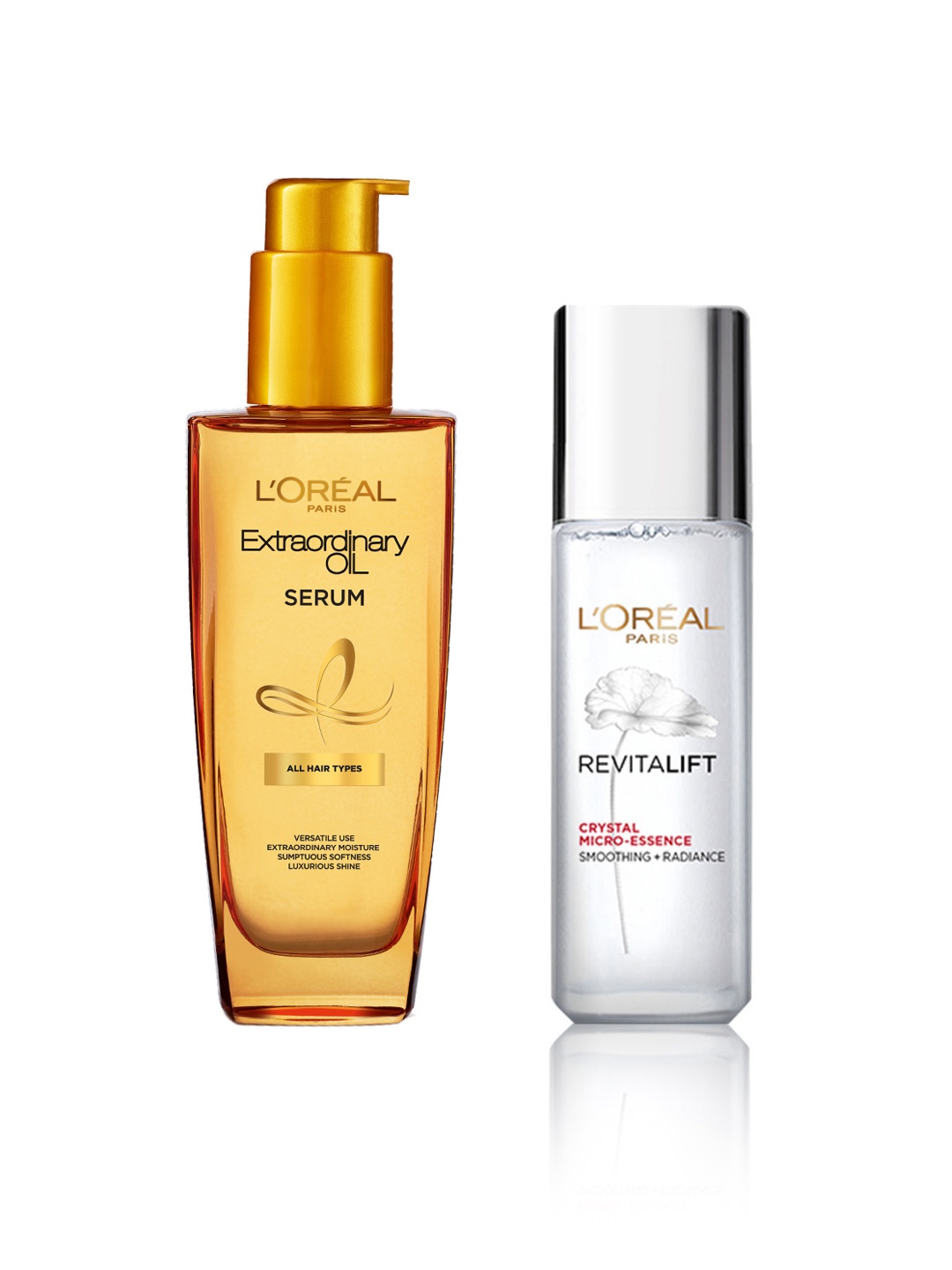 

L'Oreal Set of Extraordinary Oil Serum & Revitalift Crystal Micro-Essence Face Serum, Mustard