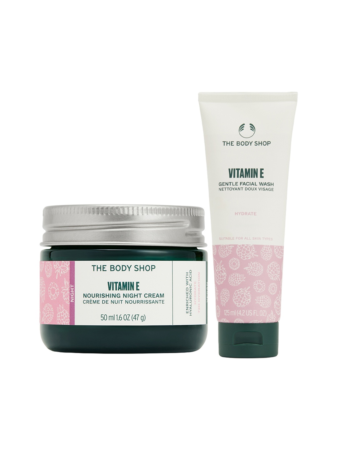 

THE BODY SHOP Set Of Vitamin E Gentle Face Wash & Nourishing Night Cream, Pink