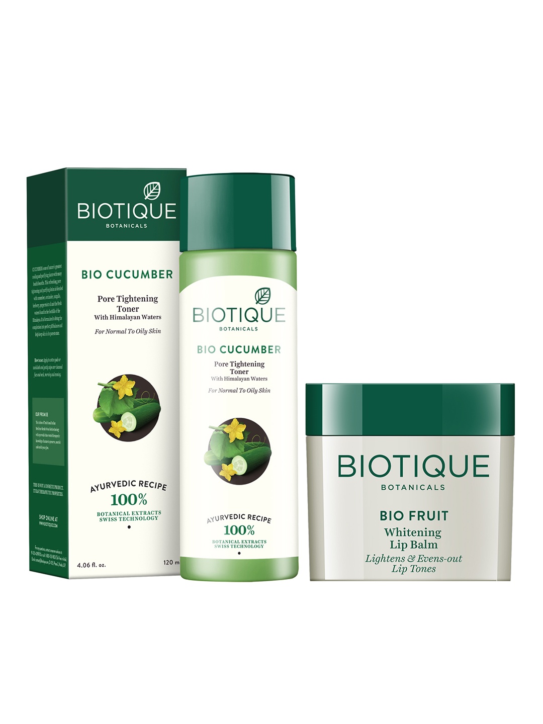 

Biotique Set Of Toner & Lip Balm, White