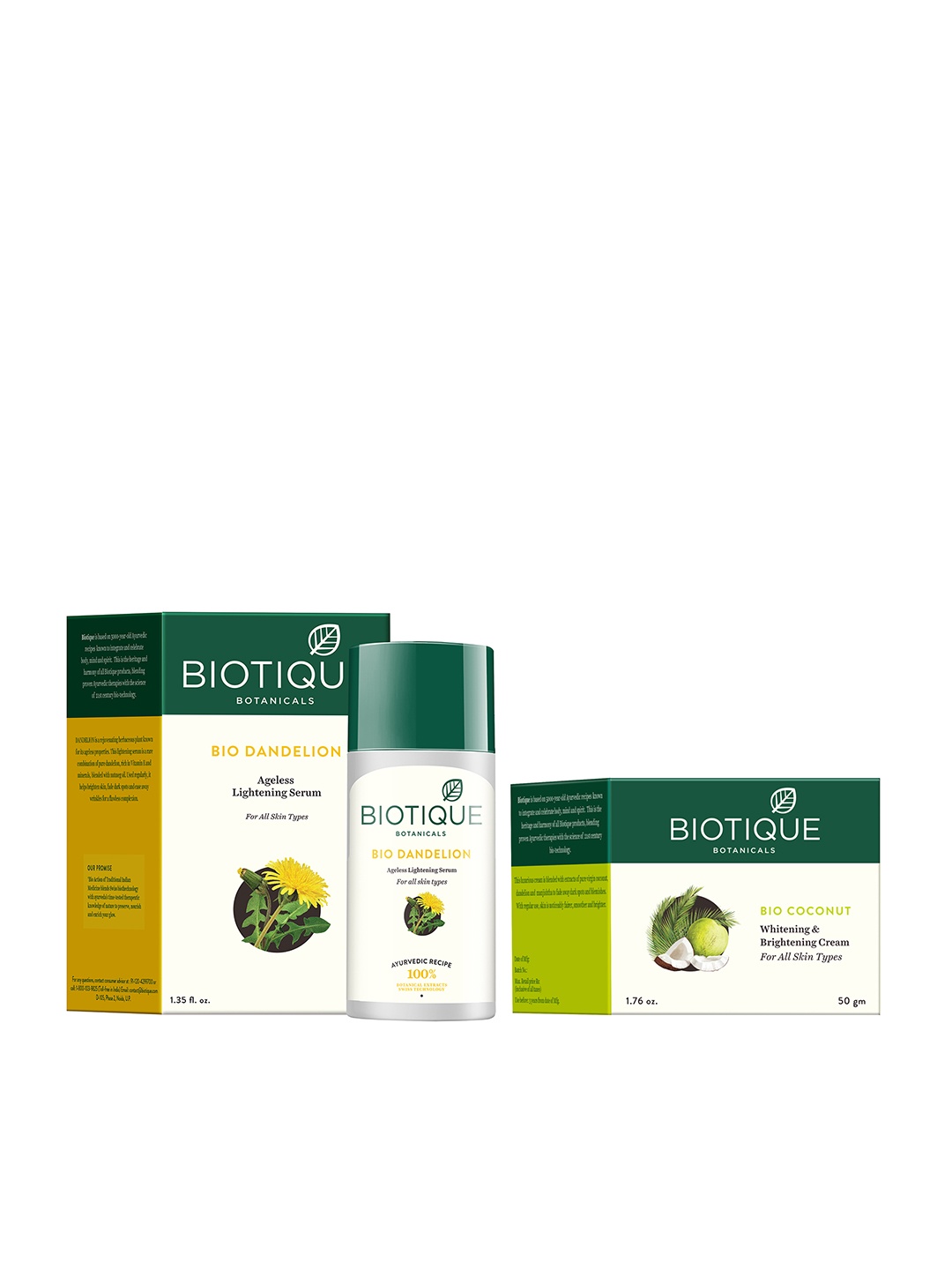 

Biotique Set Of Brightening Cream & Lightening Serum, White