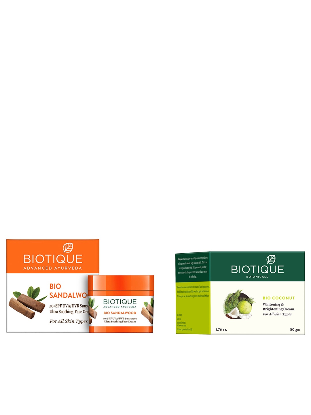 

Biotique Unisex Sustainable Set of Sandalwood Sunscreen & Coconut Cream, White