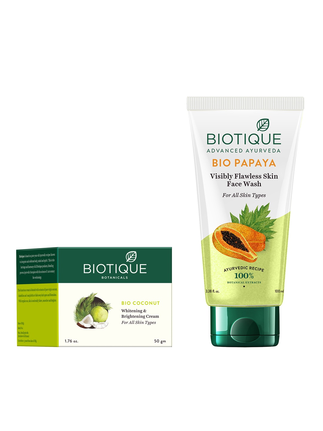 

Biotique Unisex Bio Sustainable Set of Coconut Cream & Papaya Face Wash, White