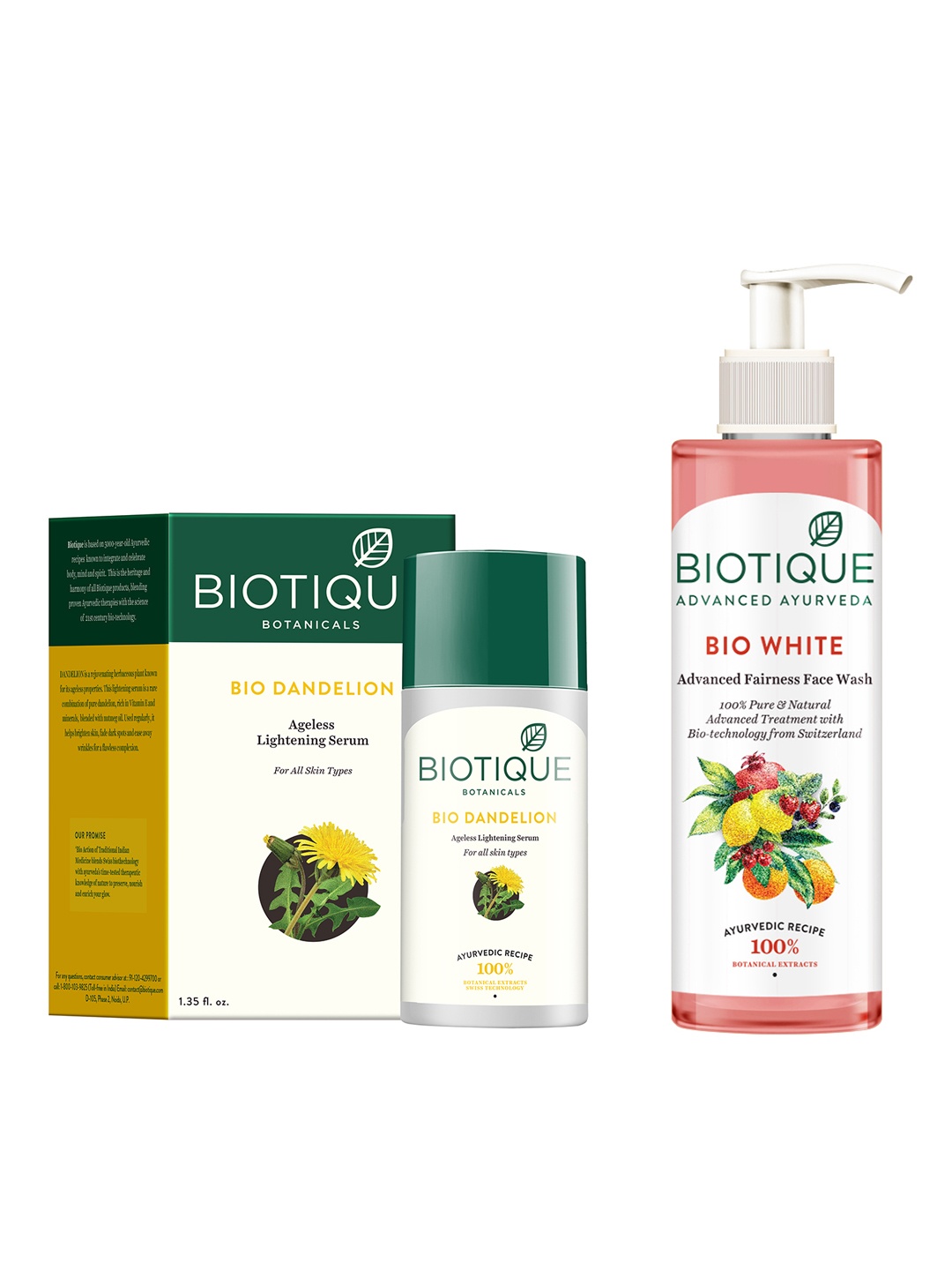 

Biotique Unisex Set Of Lightening Serum & Fairness Face Wash, Pink