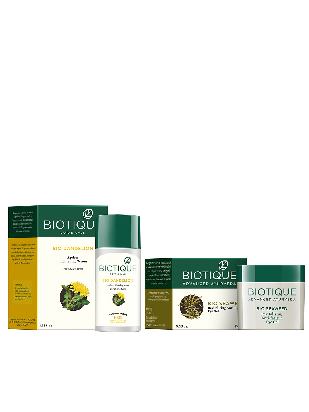 

Biotique Unisex Sustainable Set Of Ageless Serum & Anti-Fatigue Eye Gel, White
