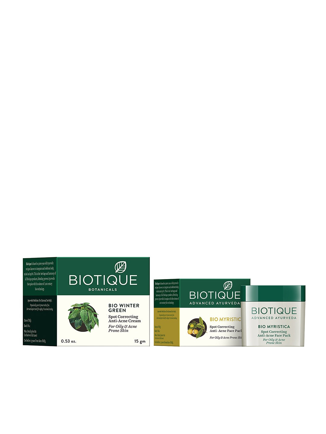 

Biotique Unisex Sustainable Set Of Anti-Acne Face Pack & Cream, White