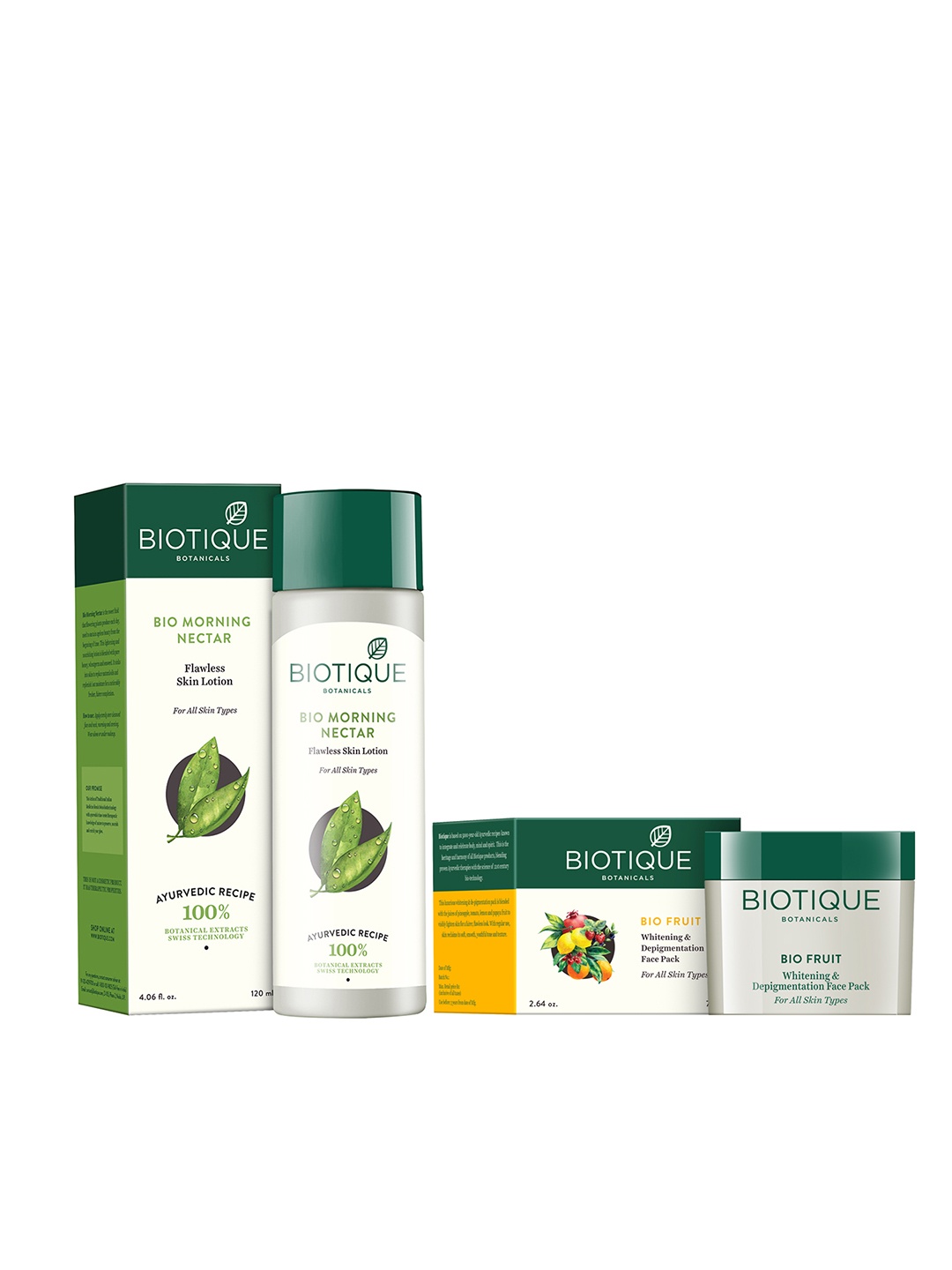 

Biotique Unisex Set Of Depigmentation Face Pack & Flawless Skin Lotion, White