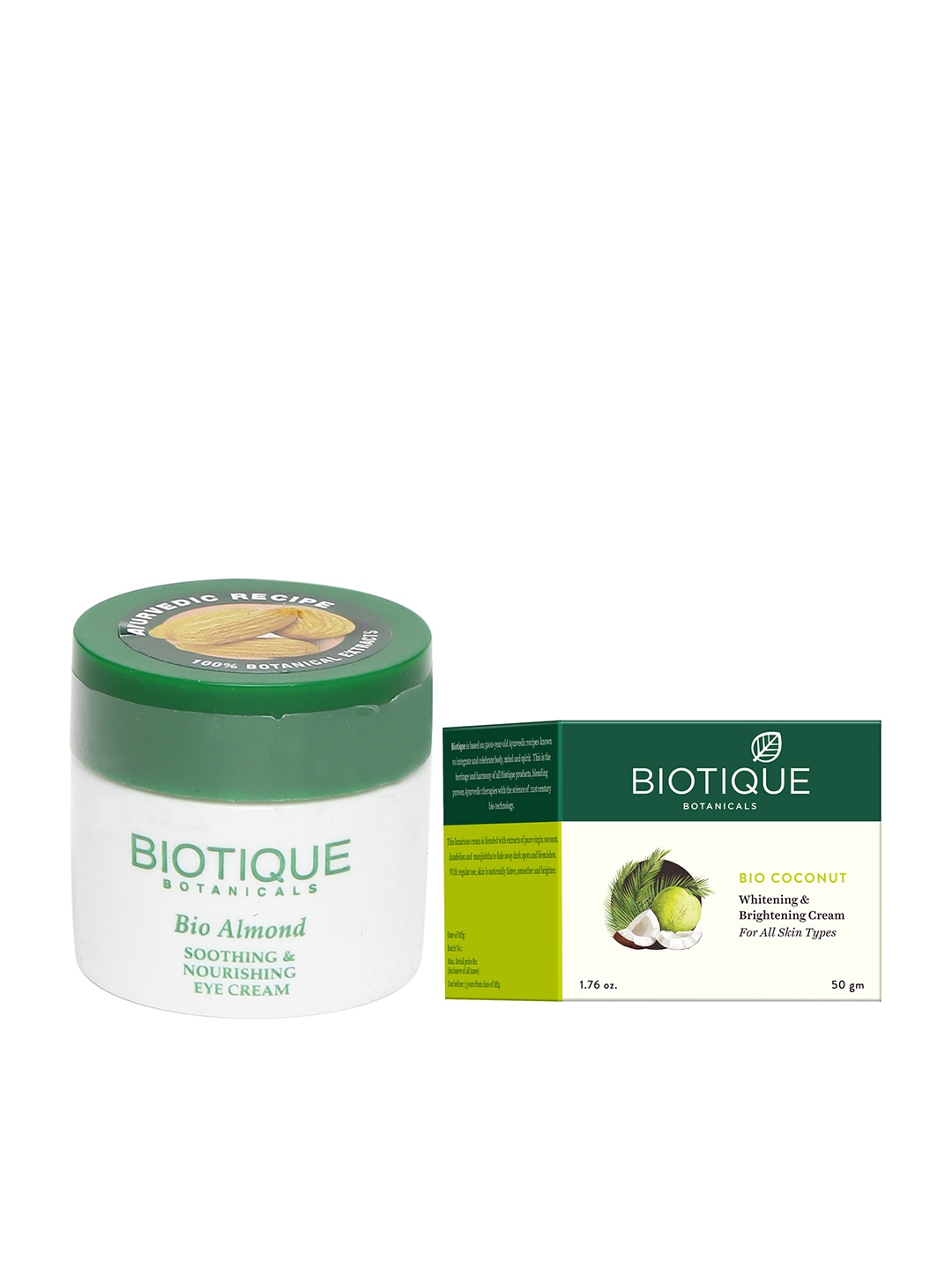 

Biotique Unisex Bio Sustainable Set of Coconut Cream & Almond Soothing Eye Cream, White