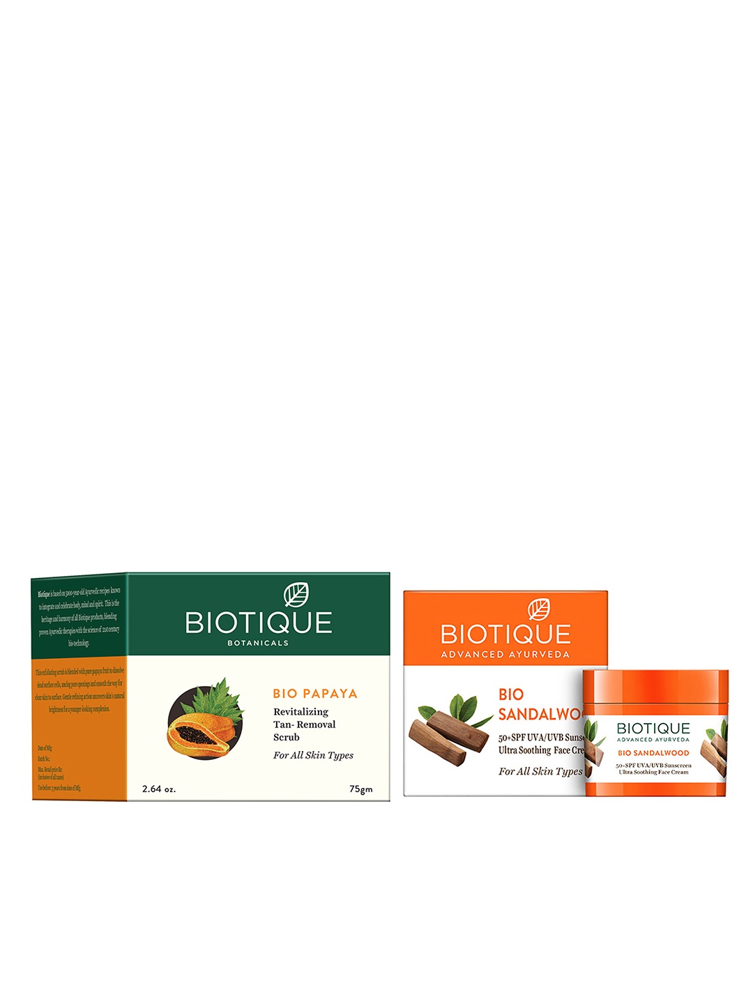 

Biotique Unisex Sustainable Set of Sandalwood Sunscreen & Tan-Removal Scrub, White