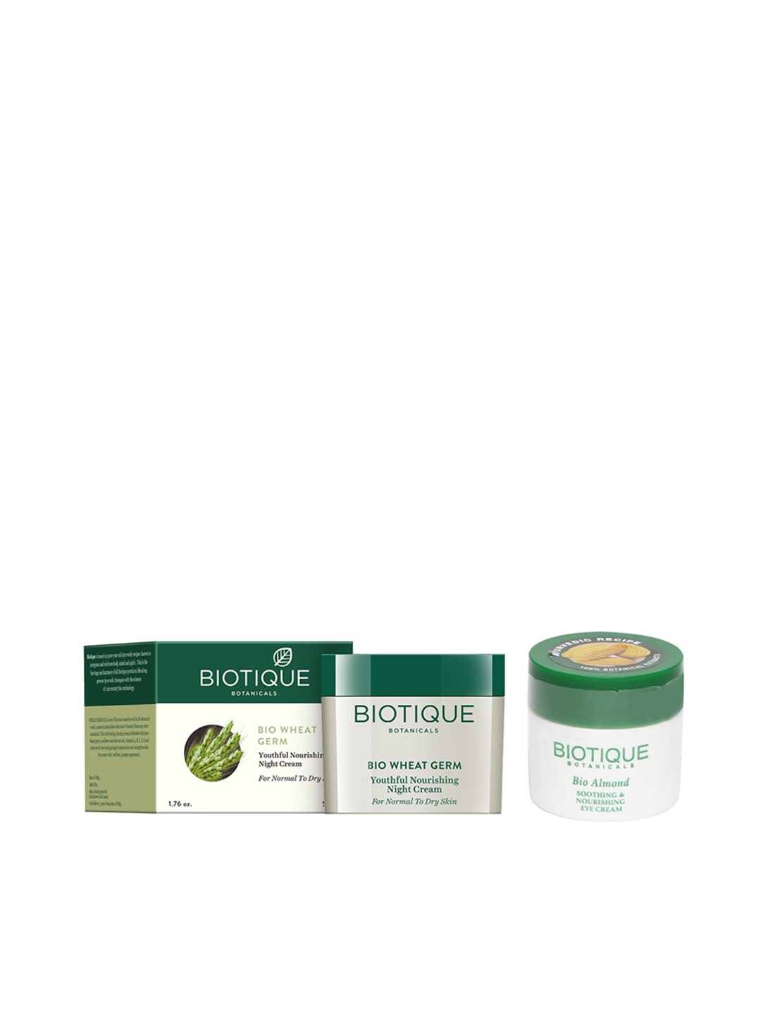 

Biotique Unisex Sustainable Set of Nourishing Night Cream & Almond Soothing Eye Cream, White