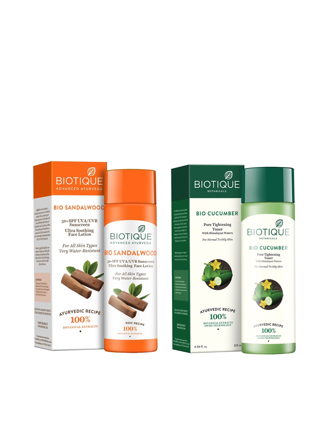 

Biotique Unisex Sustainable Set of Sandalwood Sunscreen & Cucumber Toner, White