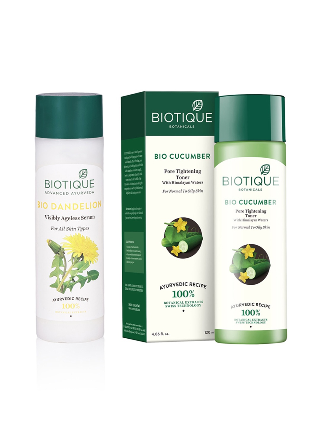 

Biotique Unisex Sustainable Set of Ageless Lightening Serum & Cucumber Toner, White