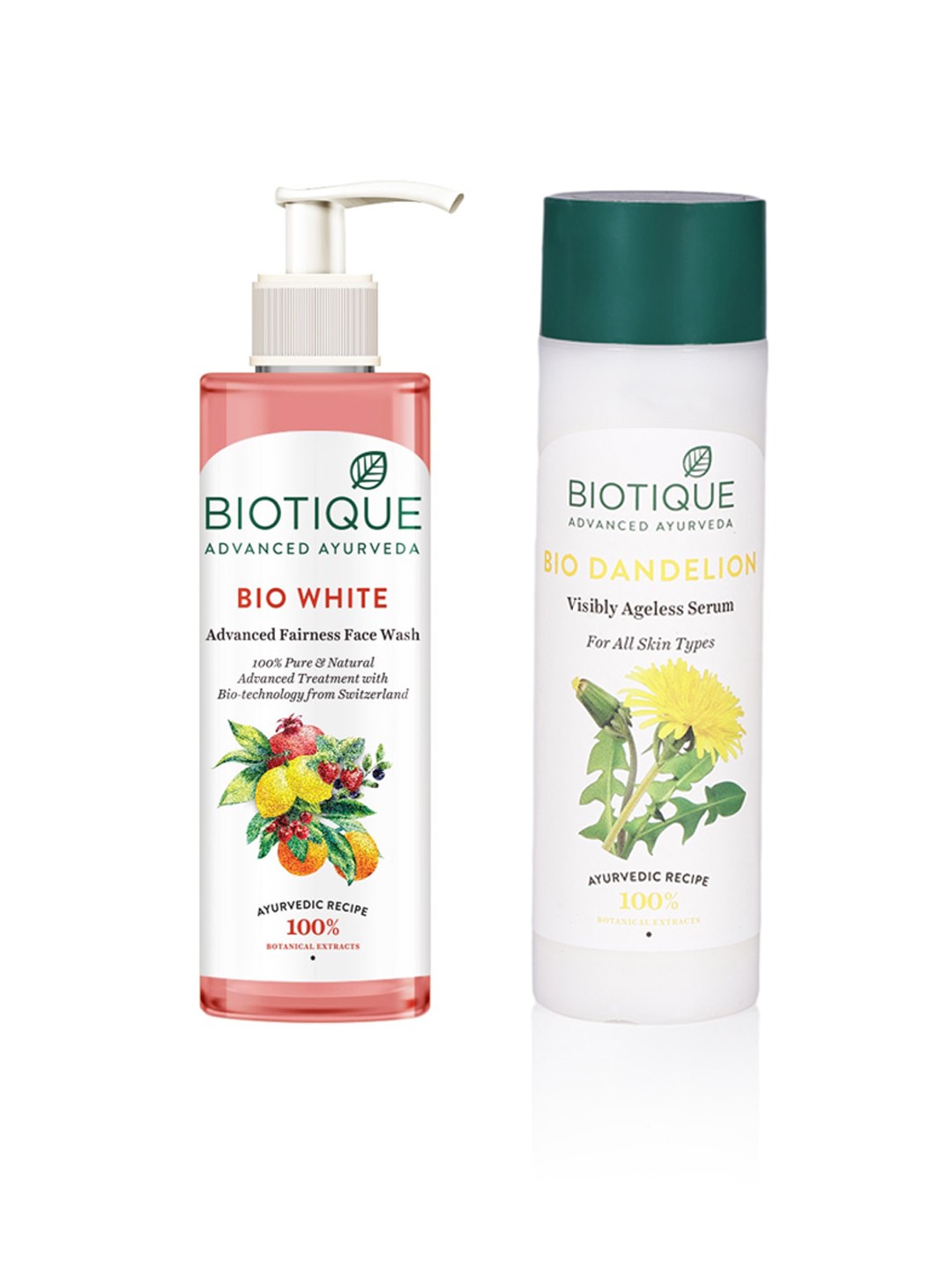 

Biotique Unisex Set of Ageless Lightening Serum & Fairness Face Wash, White