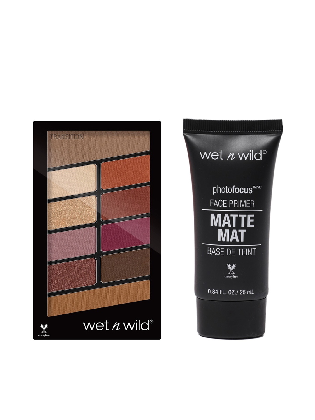 

Wet n Wild Set of 10 Pan Palette Eyeshadow & Photo Focus Matte Face Primer, Black