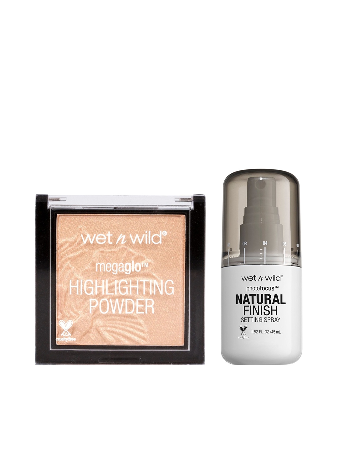 

Wet n Wild Set of Photofocus Natural Finish Setting Spray & MegaGlo Highlighting Powder, White