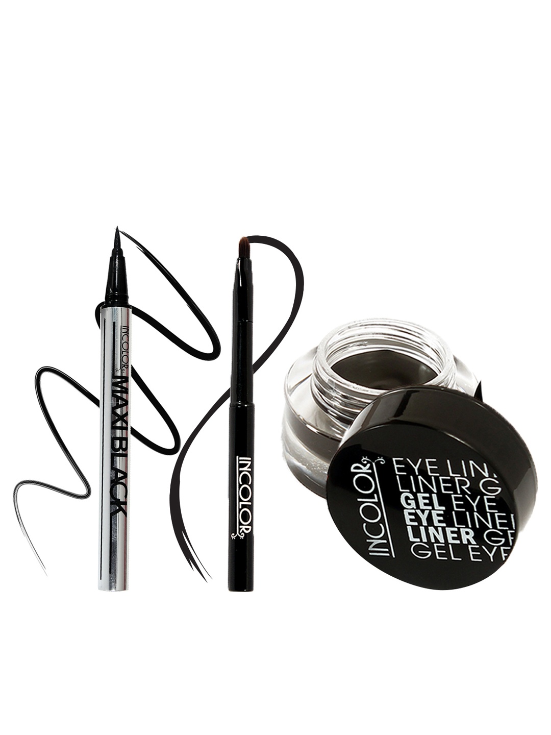 

INCOLOR Set of Maxi Pen Eyeliner & Scandaleyes Gel Eyeliners, Black