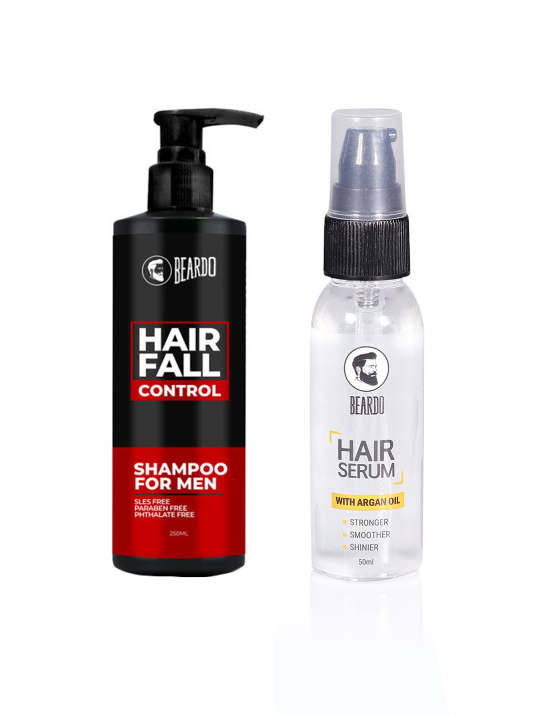 

BEARDO Men Set of Argan Oil Hair Serum & Hair Fall Control Shampoo, Na