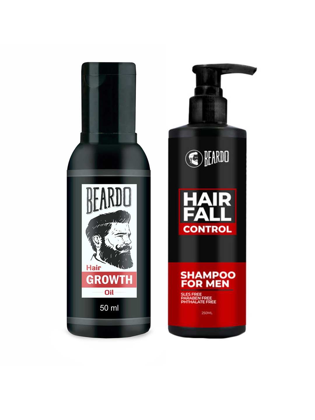 

BEARDO Men Set of Beard & Hair Growth Oil & Hair Fall Control Shampoo, Black