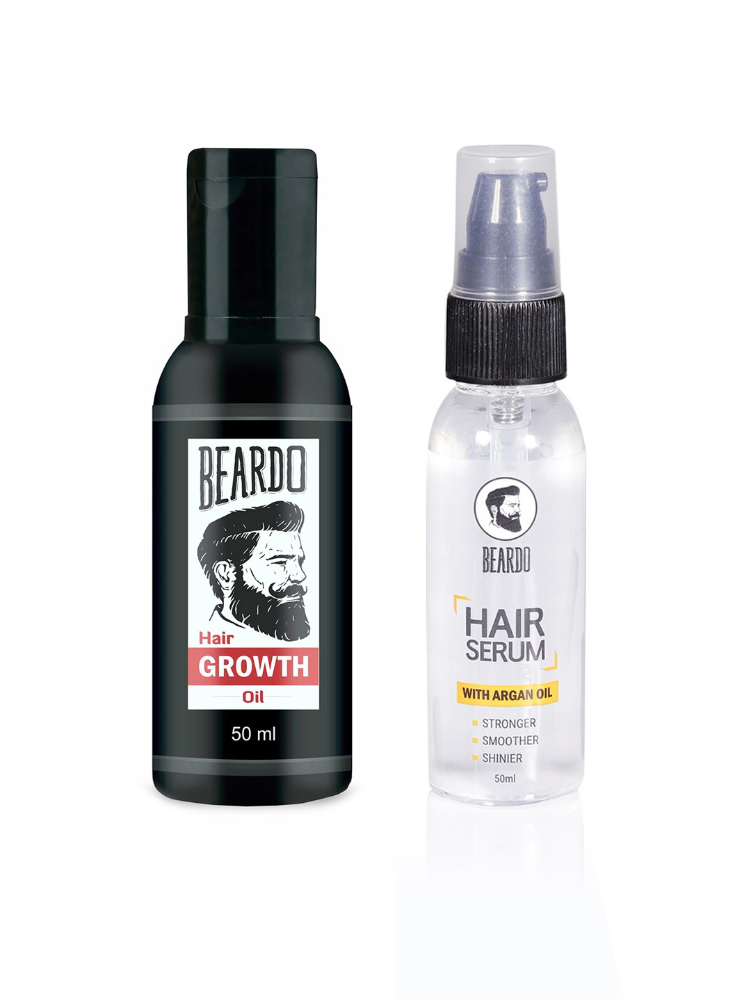 

BEARDO Men Set of Beard & Hair Growth Oil & Argan Oil Hair Serum, Black