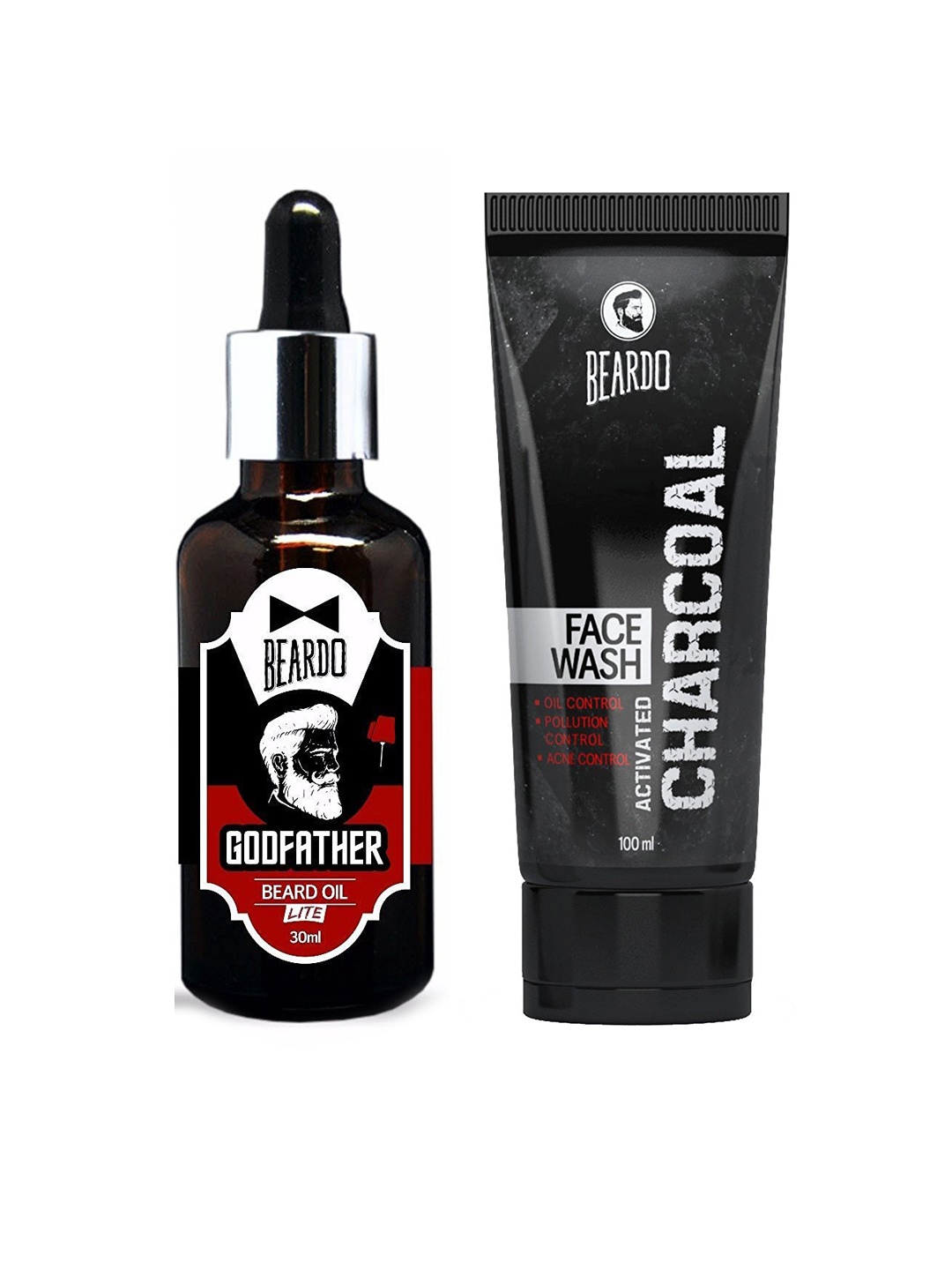 

BEARDO Men Set of Godfather Lite Beard Oil & Activated Charcoal Face Wash, Black