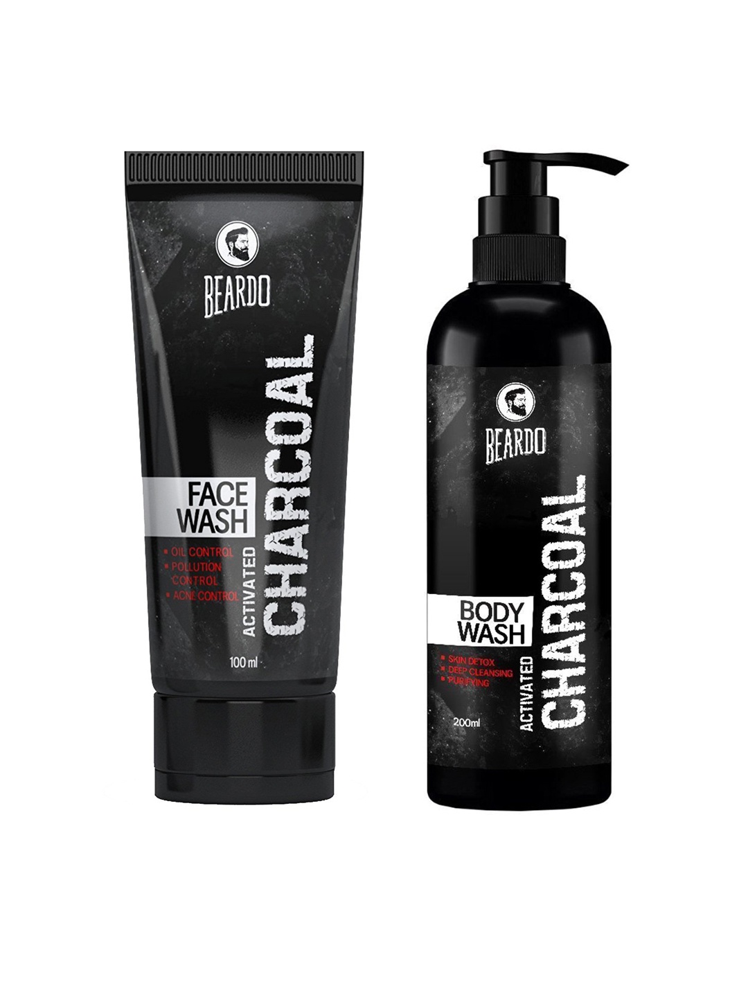 

BEARDO Men Set of Activated Charcoal Body Wash & Face Wash, Black