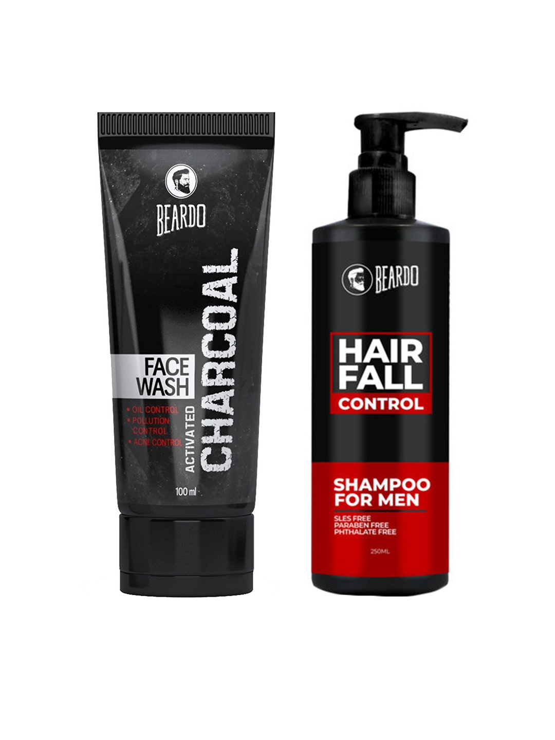 

BEARDO Men Set of Hair Fall Control Shampoo & Activated Charcoal Face Wash, Na
