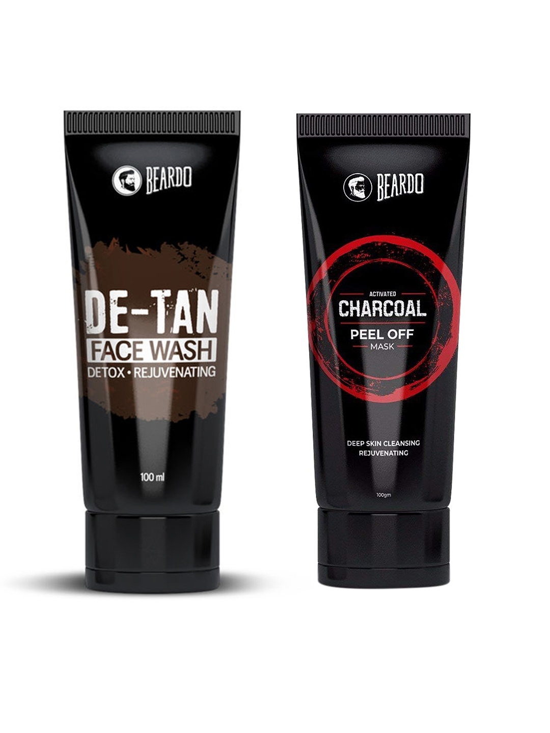 

BEARDO Men Set of Activated Charcoal Peel Off Mask & De-Tan Face Wash, Black