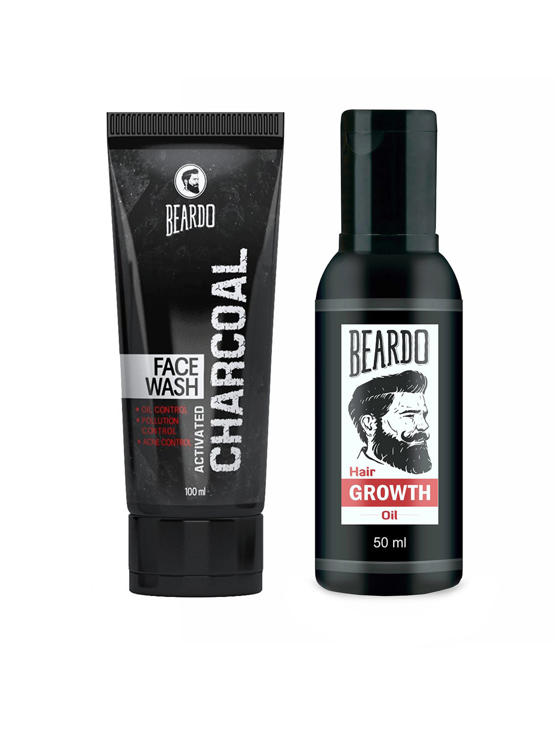 

BEARDO Men Set of Beard & Hair Growth Oil & Activated Charcoal Face Wash, Black
