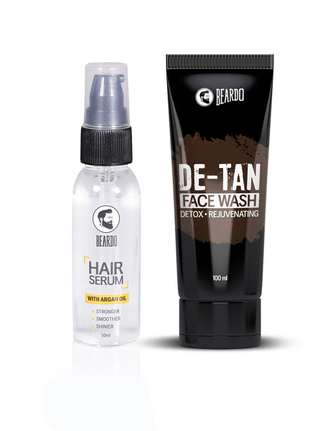 

BEARDO Men Set of Argan Oil Hair Serum & De-Tan Face Wash, Brown